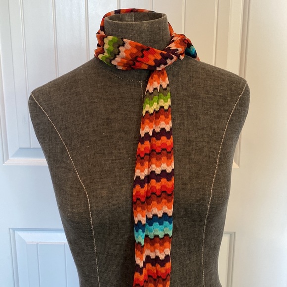 Missoni traditional print zigzag print thin tie scarf Made in Italy - Picture 1 of 10